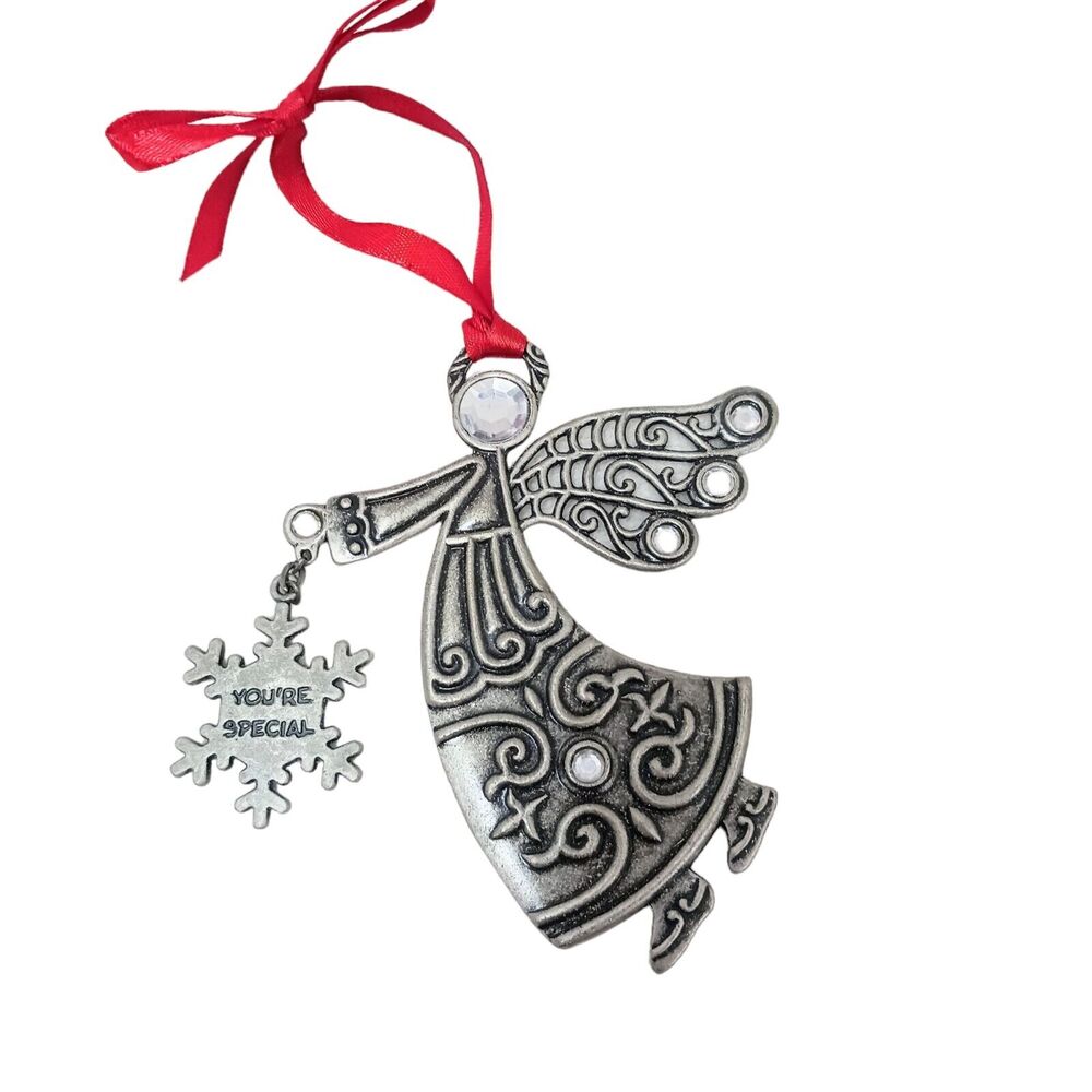 Ganz Angel‎ Christmas Ornament Metal Crystal Your'e Special Silver tone Hanging